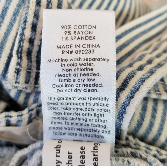 PacSun Blue & White Stripe Denim Overall Shorts - Picture 7 of 7